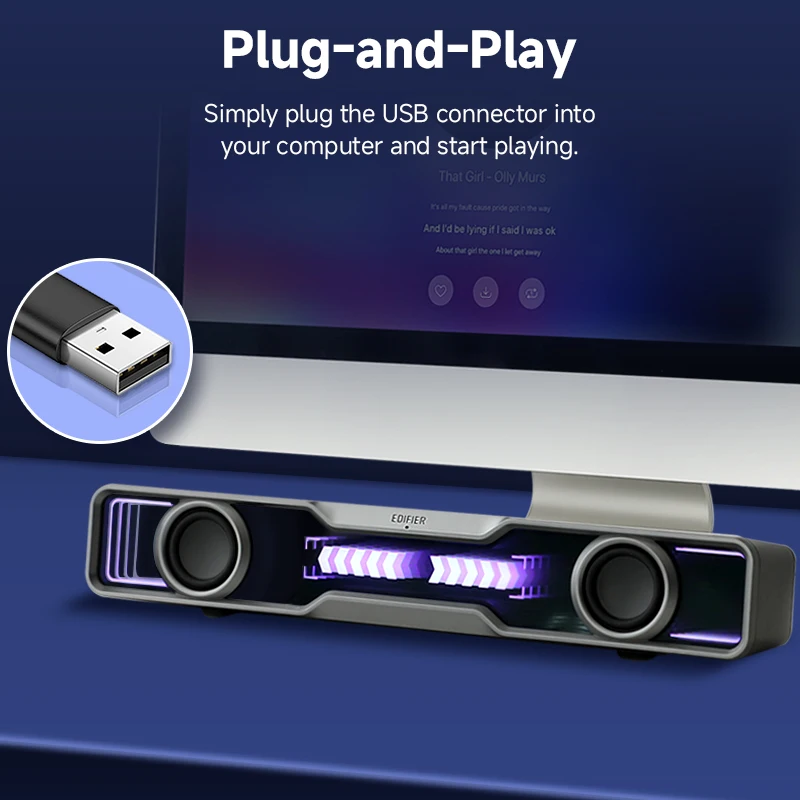 Rgb Computer Soundbar For Pc - Edifier QS30 Computer Speakers Mini Soundbar