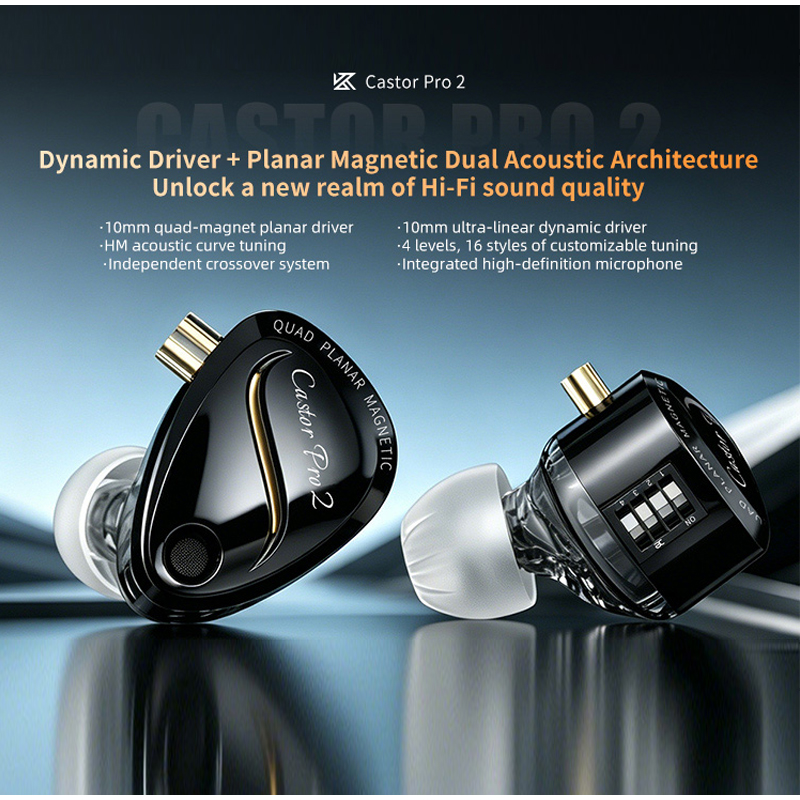 KZ Castor Pro 2 HiFi IEM Earph - đánh giá và giá Type C Wired Earphones With Mic